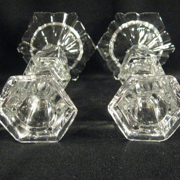 STUNNING CRYSTAL CLEAR CANDLESTICK PAIR - Picture 2 of 3